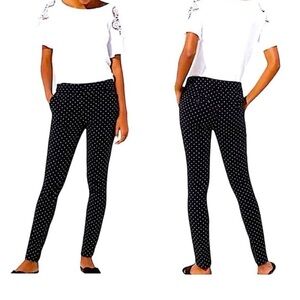 LOFT Marisa  Ankle Length Black & White Polka Dot Business Casual Skinny Pants